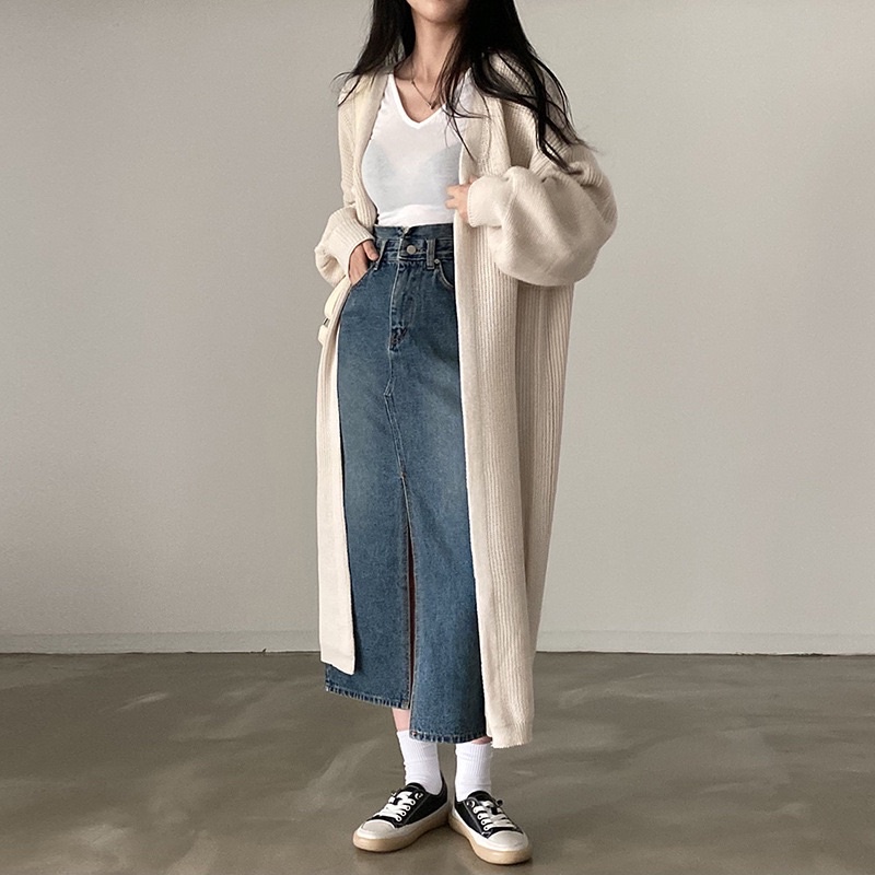 Áo Len Cardigan Form Manto Dài Qua Gối Vải Dày Dặn Siêu Ấm