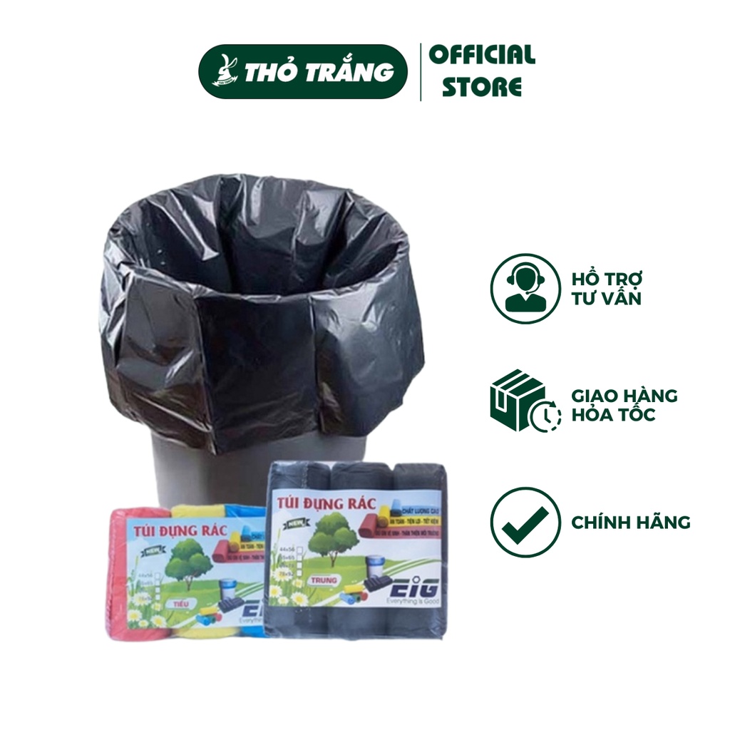 3 cuộn (1kg) túi đựng rác sinh học tự phân hủy cỡ nhỏ, trung, đại loại màu và đen