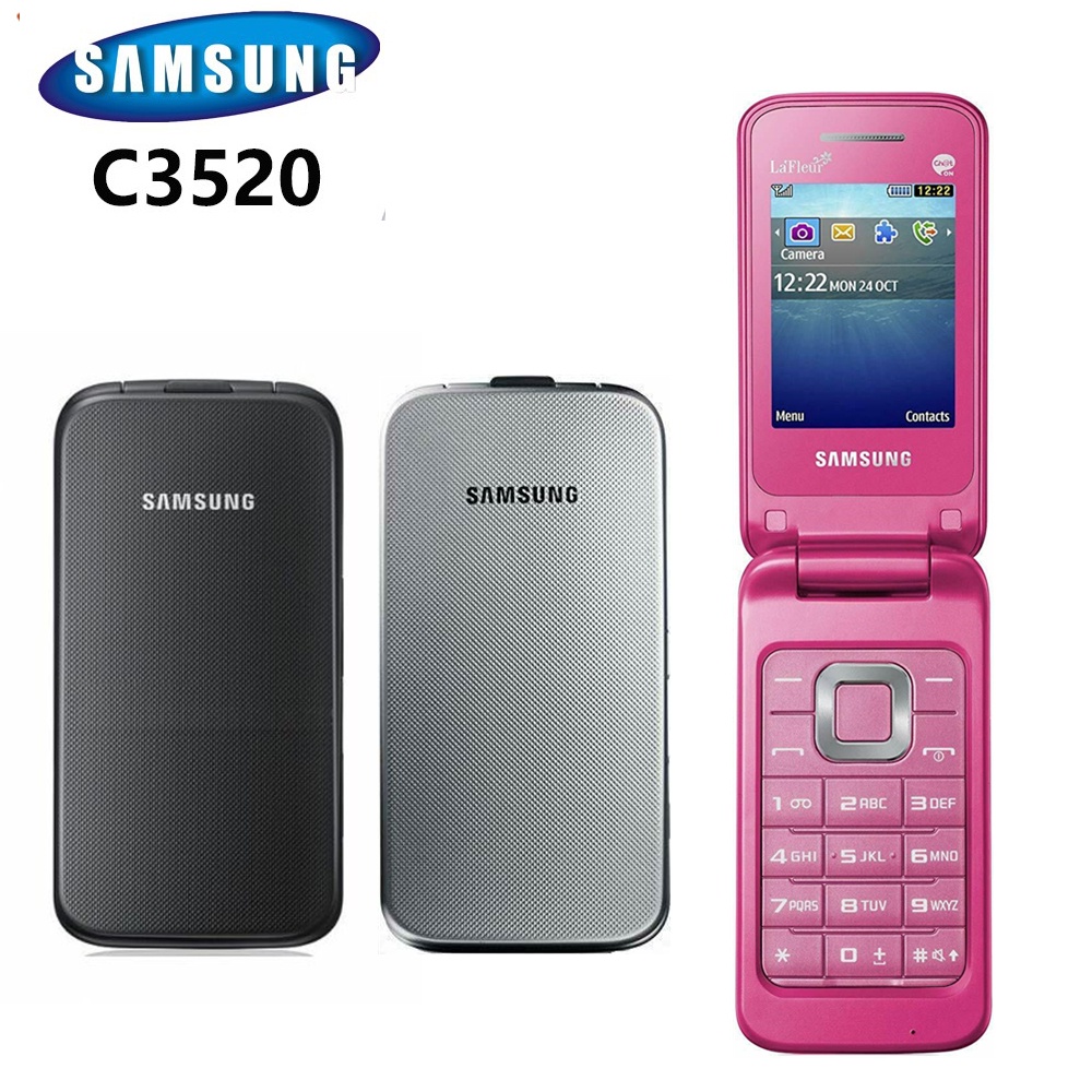 Chính Hãng Cho Samsung C3520 Bàn Phím Tiếng Anh 2.4 Inch Chỉ Có Điện Thoại Di Động Lật 3G WCDMA 1.3MP