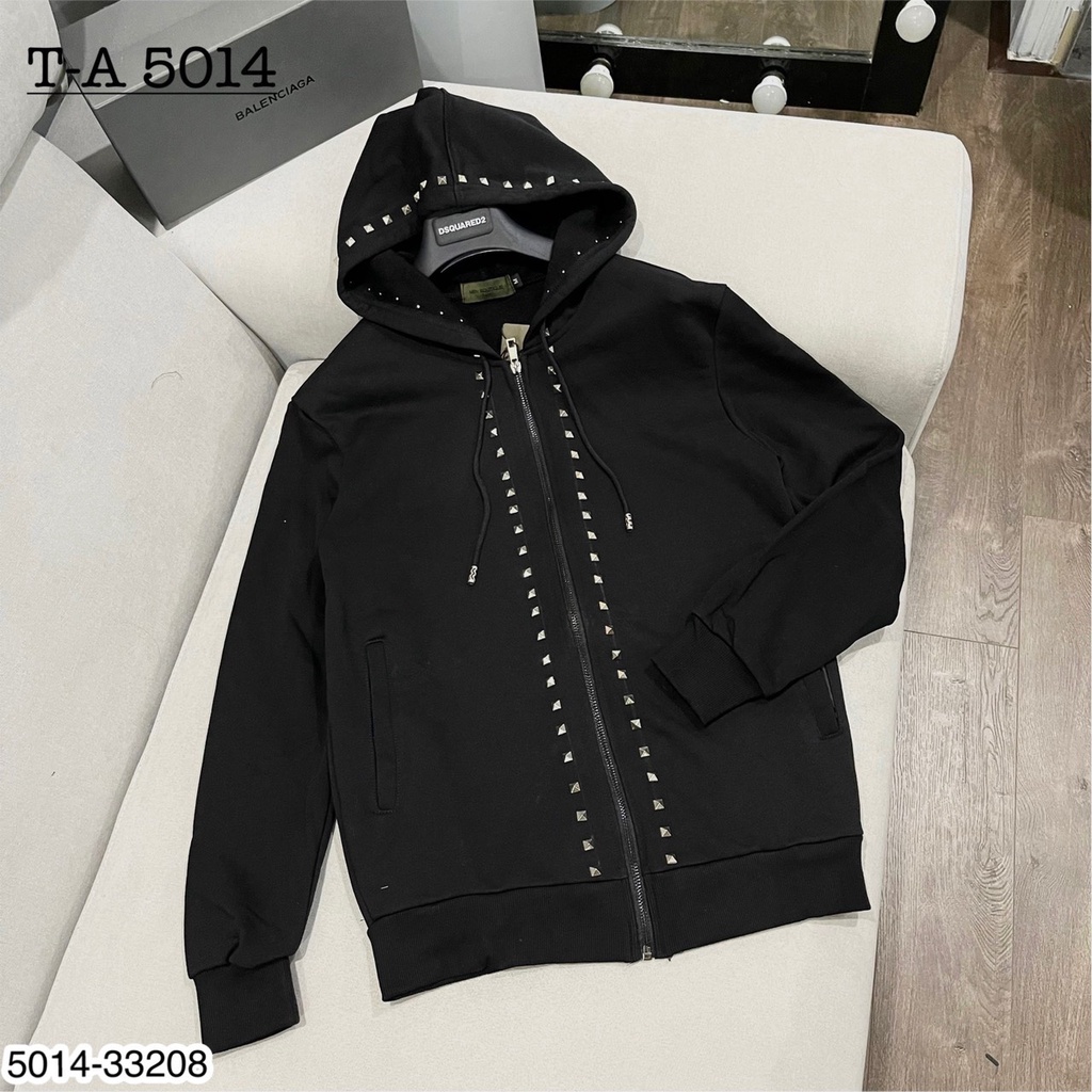 Áo Khoác Hoodie Zip Đính Đá . Áo Khoác Nam Có Mũ Đính Đinh Chất Vải Nỉ Cao Cấp
