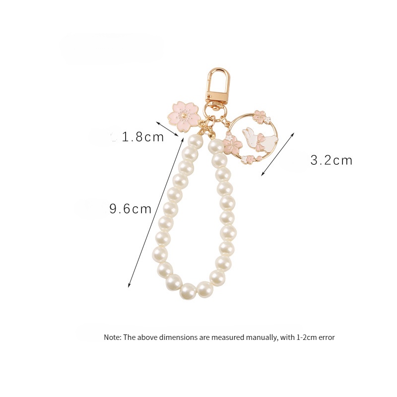 Móc Khóa Hình Thỏ / Mèo Bằng Kim Loại Đính Ngọc Trai Dễ Thương