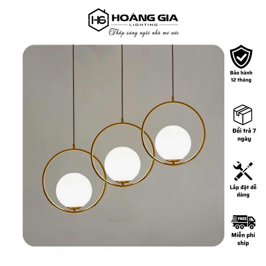 Đèn thả trần hiện đại, đèn thả bàn ăn cao cấp loại to d20cm kèm bóng led chuyên dụng