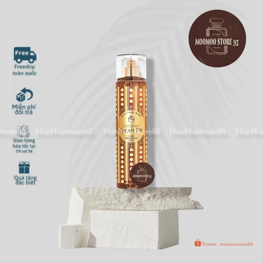 Xịt Thơm toàn thân Bath & Body Works Coconut Cream Pie Fine Fragrance Mist -MooMoo-