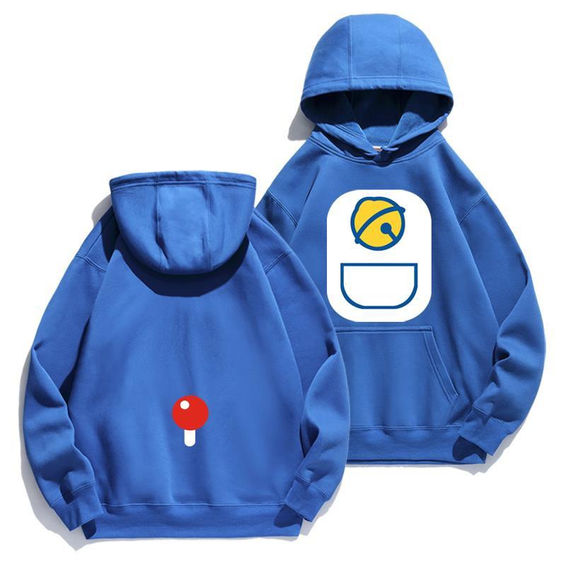 Áo Hoodie Cotton Màu Trơn In Họa Tiết Hoạt Hình Doraemon Phong Cách Nhật Bản Cho Nữ