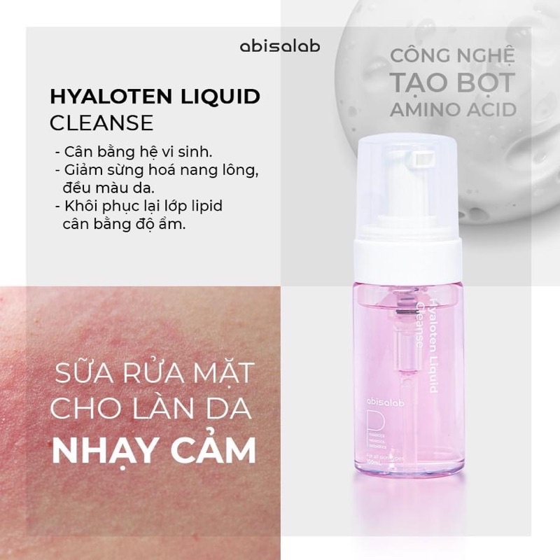 Abisalab Hyaloten Liquid Cleanser - Gel rửa mặt cân bằng hệ vi sinh 100ml