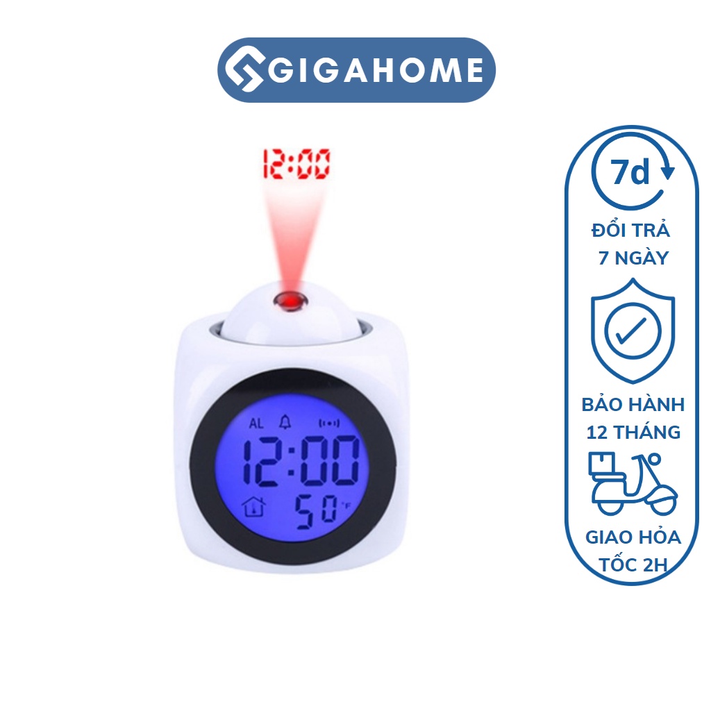 Đồng Hồ Báo Thức Có Giọng Nói GIGAHOME Màn Hình LCD Chiếu Đèn Led, Nhiệt Độ, Lịch 6862