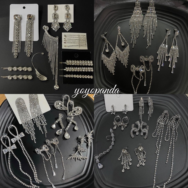 [ yoyopanda] Bông Tai Đính Đá Các Loại ( Hơn 40 mẫu)