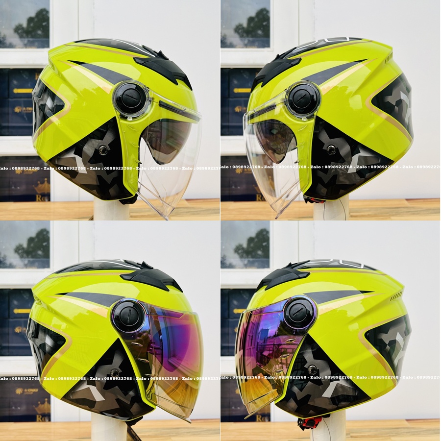 MŨ BẢO HIỂM 3/4 ROYAL M268 2 KÍNH ĐỦ MÀU TEM - HÀNG CHÍNH HÃNG