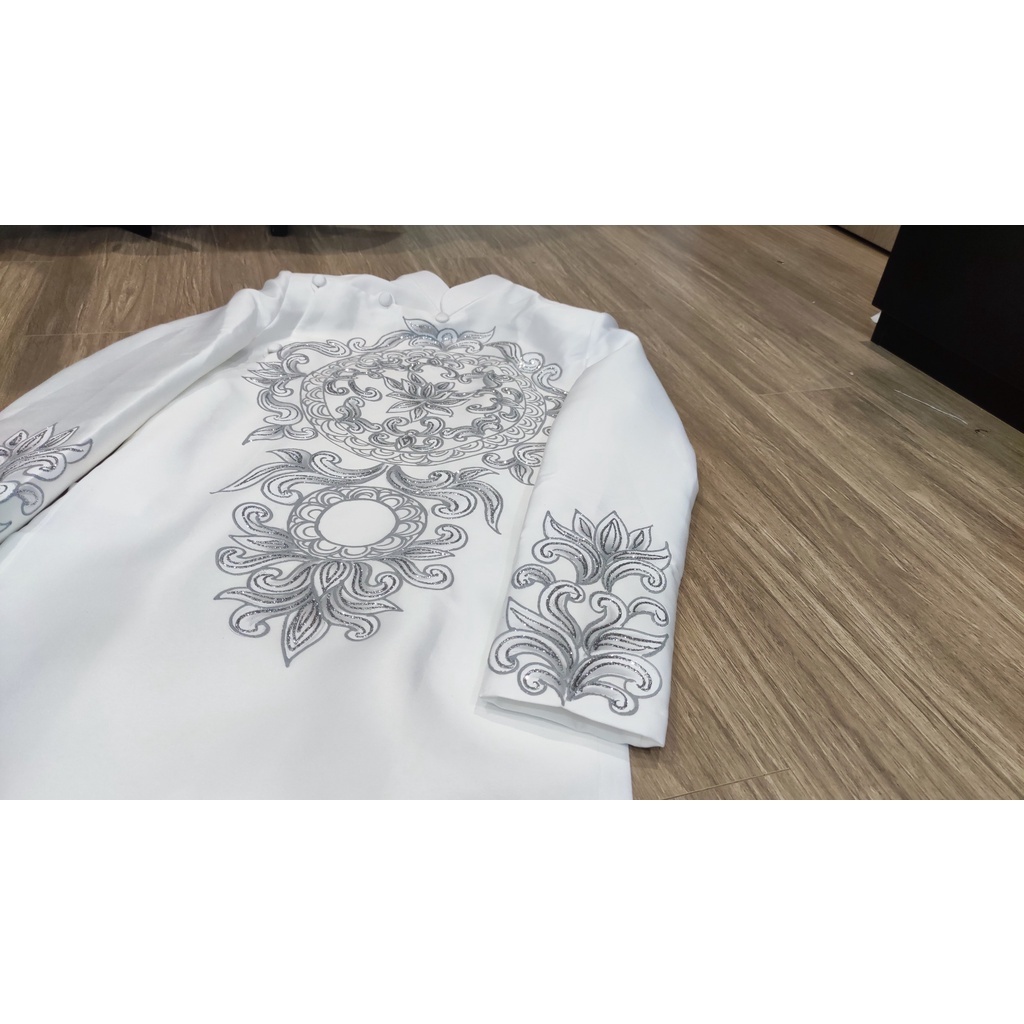 Áo dài cách tân nam vẽ tay cao cấp, thiết kế tay vest sang trong