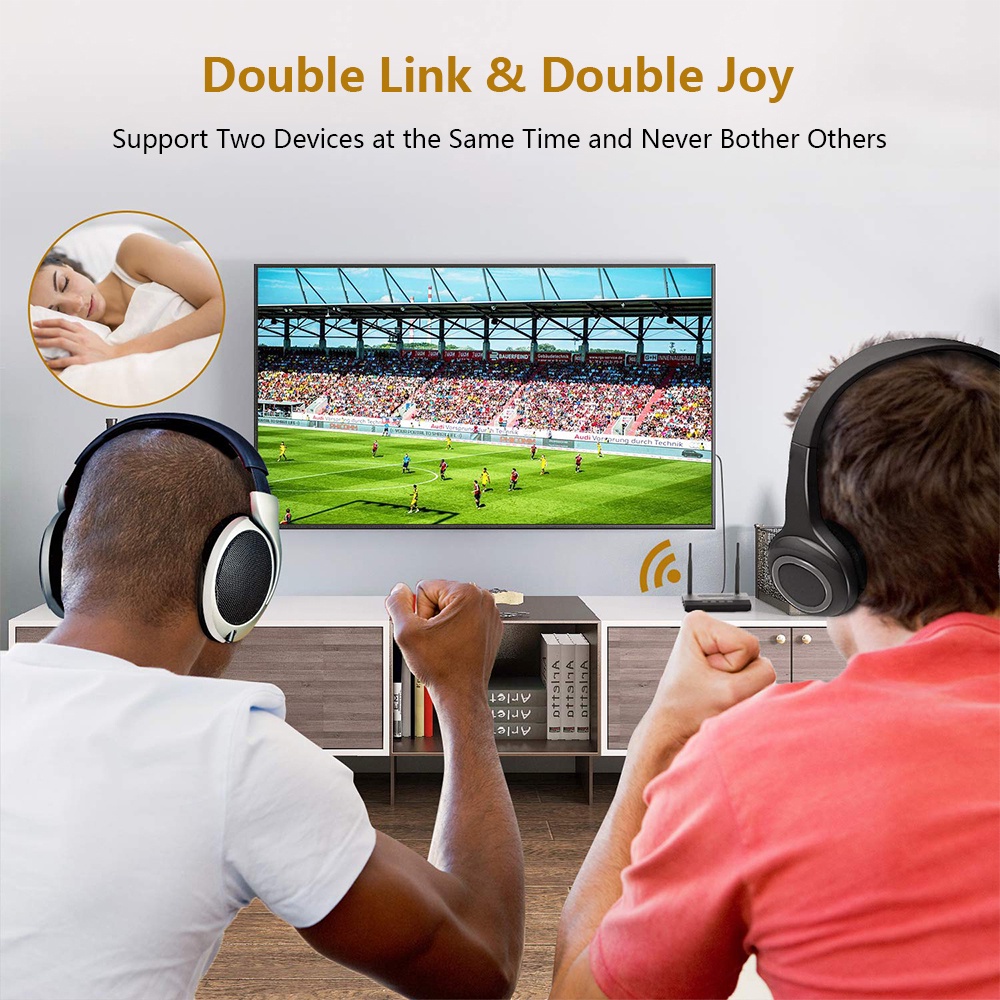 Bộ Thu Phát Âm Thanh Bluetooth 5.0 80M NFC Aptx LL HD SPDIF 3.5mm AUX RCA Cho TV PC + 2 Cặp Tai Nghe