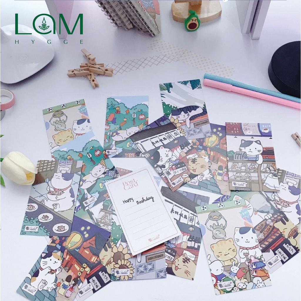 Set 10 Bưu thiếp Postcard mèo Nhật Bản dễ thương - Postcard Mèo 6x10cm