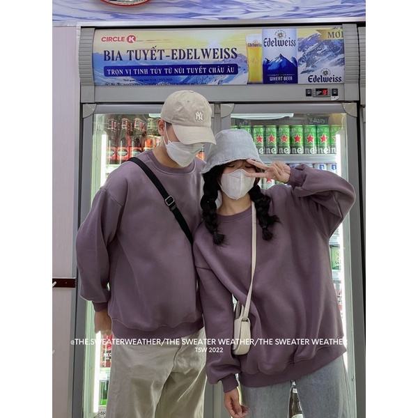 Áo Nỉ Bông Sweater Trơn Hàng QC ÁO ĐÔI NHÓM NAM NỮ