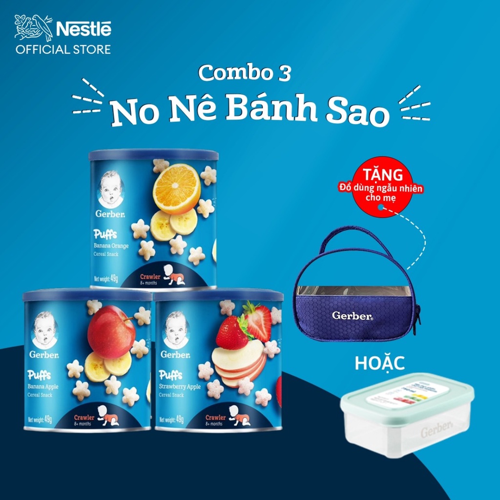 [TẶNG ĐỒ DÙNG CHO MẸ] COMBO 3 BÁNH ĂN DẶM HÌNH SAO NESTLÉ GERBER CHÍNH HÃNG - COMBO 3 MĂM MĂM BÁNH SAO