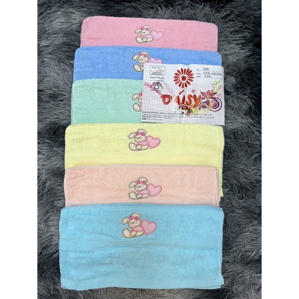 Set 5 Khăn Tắm Thỏ Daisy Thái Lan 38*76 Màu và Sọc .