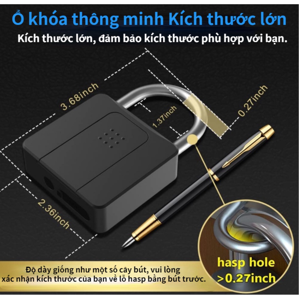 Ổ khóa thông minh Sinh trắc học vân tay P10BFK Ổ khóa cửa sạc Khóa cửa chống trộm Khóa vân tay thông minh USB Ổ khóa chống thấm nước và chống rỉ