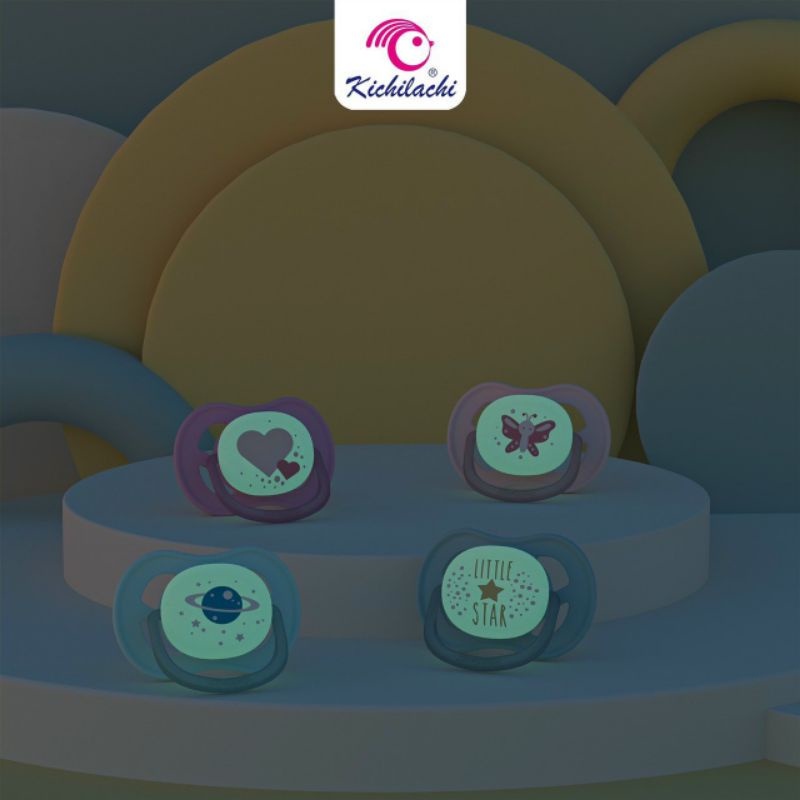 Ti ngậm Kichilachi Ultra Night, núm vú ngậm cho trẻ sơ sinh 0-6m chất liệu Silicone, ti giả êm dịu với nướu lợi Bunry sh