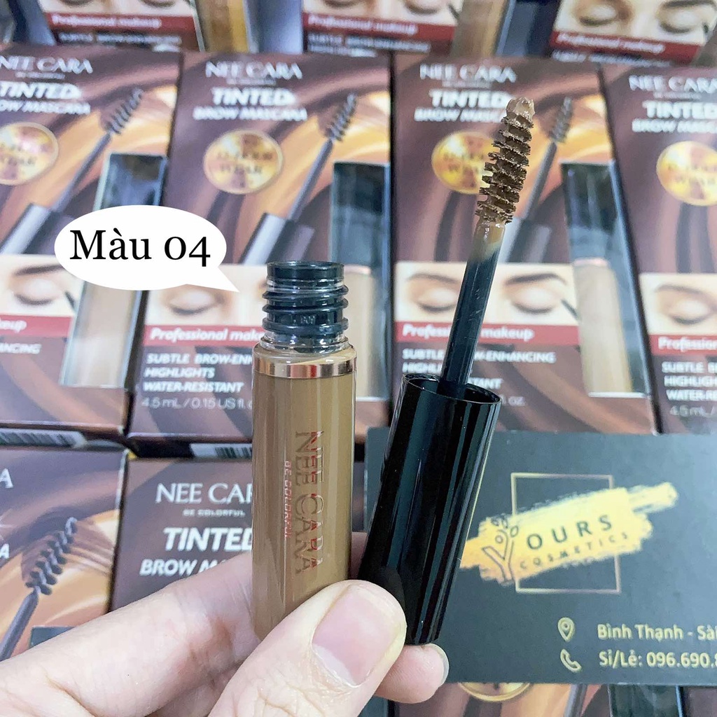 Mascara Chân Mày Nee Cara Tinted Brow Mascara N590 - Mascara Chân Mày Tone Nâu Đen