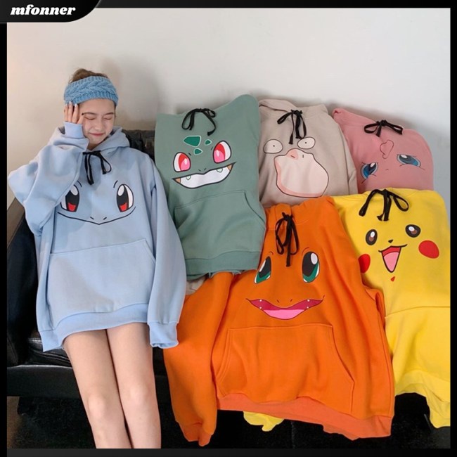 Áo Hoodie Dài Tay Dày Dặn In Họa Tiết Hoạt Hình Dễ Thương Cho Nữ