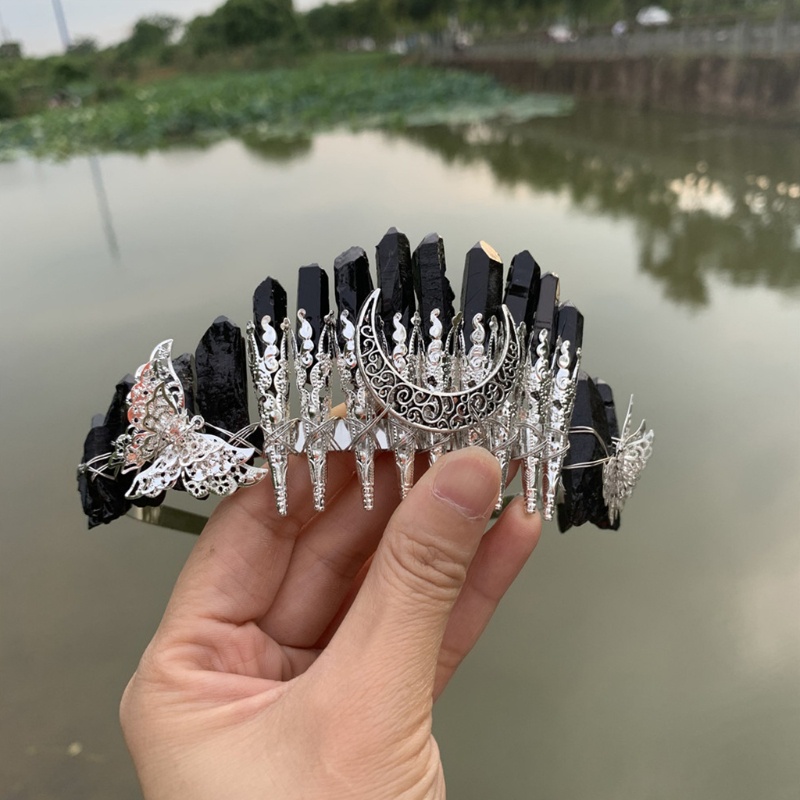 Vương Miện Đính Đá Pha Lê Hình Mặt Trăng / Bướm Bằng Kim Loại Thủ Công Phong Cách Boho Đẹp Mắt Dành Cho Hóa Trang