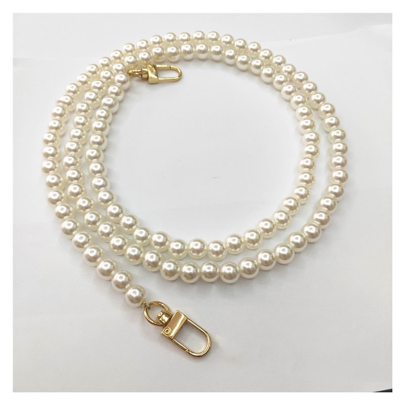 Dây Đeo Túi Xách Đính Ngọc Trai 10mm Bằng ABS Màu Bạc Thời Trang