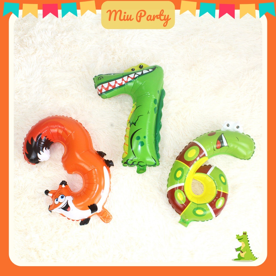 Bóng kiếng số hình thú ngộ nghĩnh dễ thương cho bé trai bé gái  size 40cm Miubabyclothing