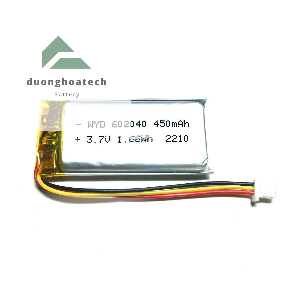 Pin Sạc Lithium Polymer 3.7V 450mAh 6x20x40mm Có Jack Cắm Dùng Cho Camera Hành Trình
