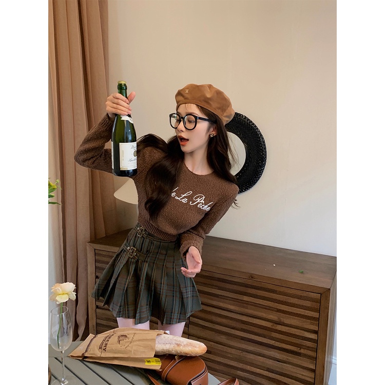 Áo Thun Tay Dài Cổ Tròn Thêu Chữ Thời Trang Thu Đông Hàn Quốc Mới