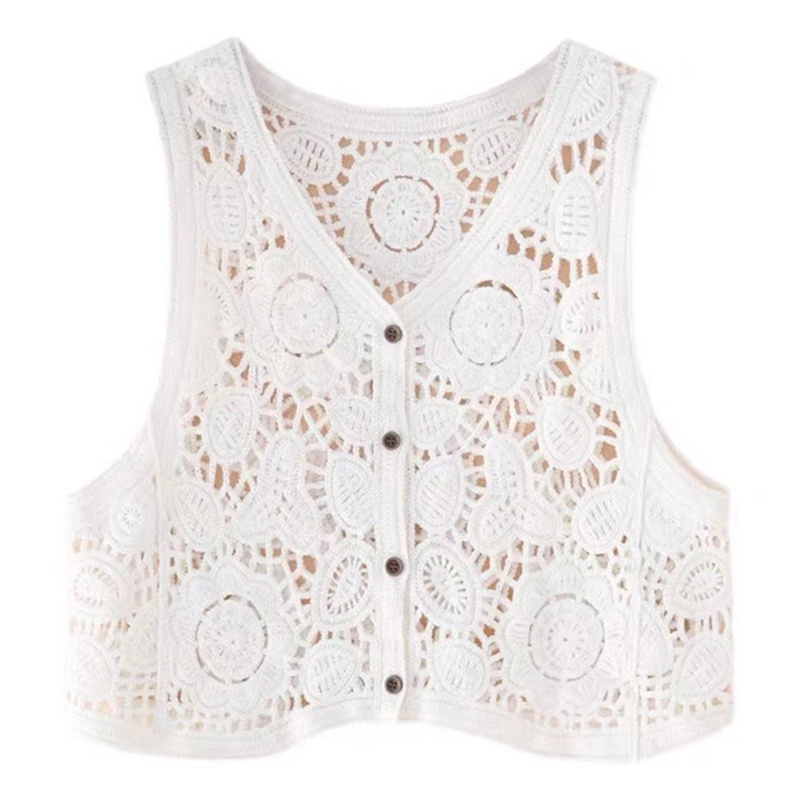 Áo Khoác Dệt Kim Không Tay Dáng Rộng Cài Nút Họa Tiết Hoa Thời Trang Mùa Thu Cho Nữ Thẻ