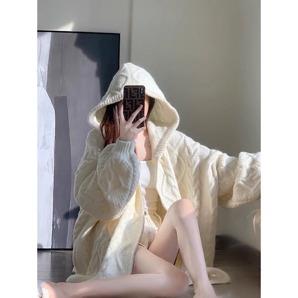 ÁO HOODIE ZIP LEN DÁNG RỘNG