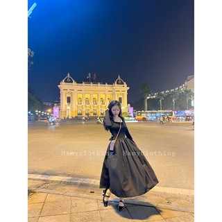 Váy maxi nơ lưng cổ vuông