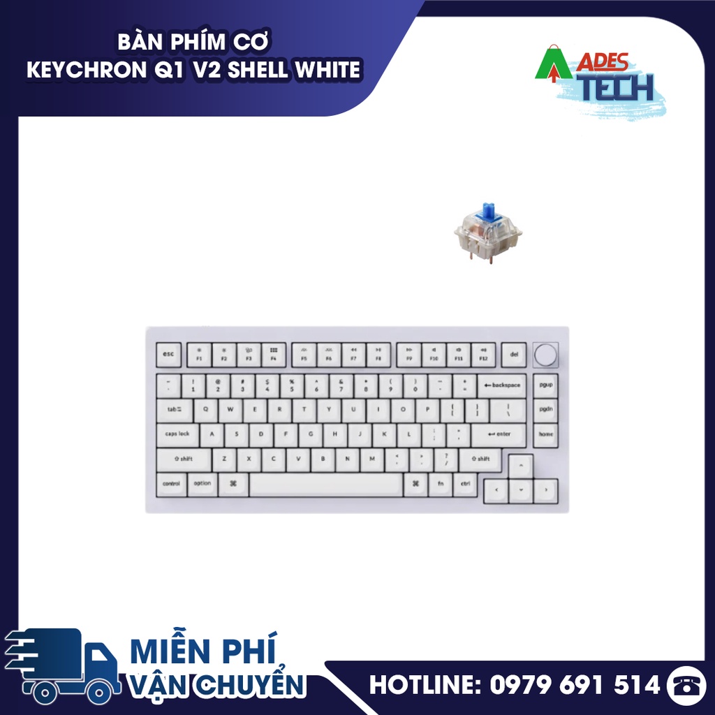Bàn Phím Cơ Keychron Q1 V2 Shell White  - Bảo Hành 12 Tháng
