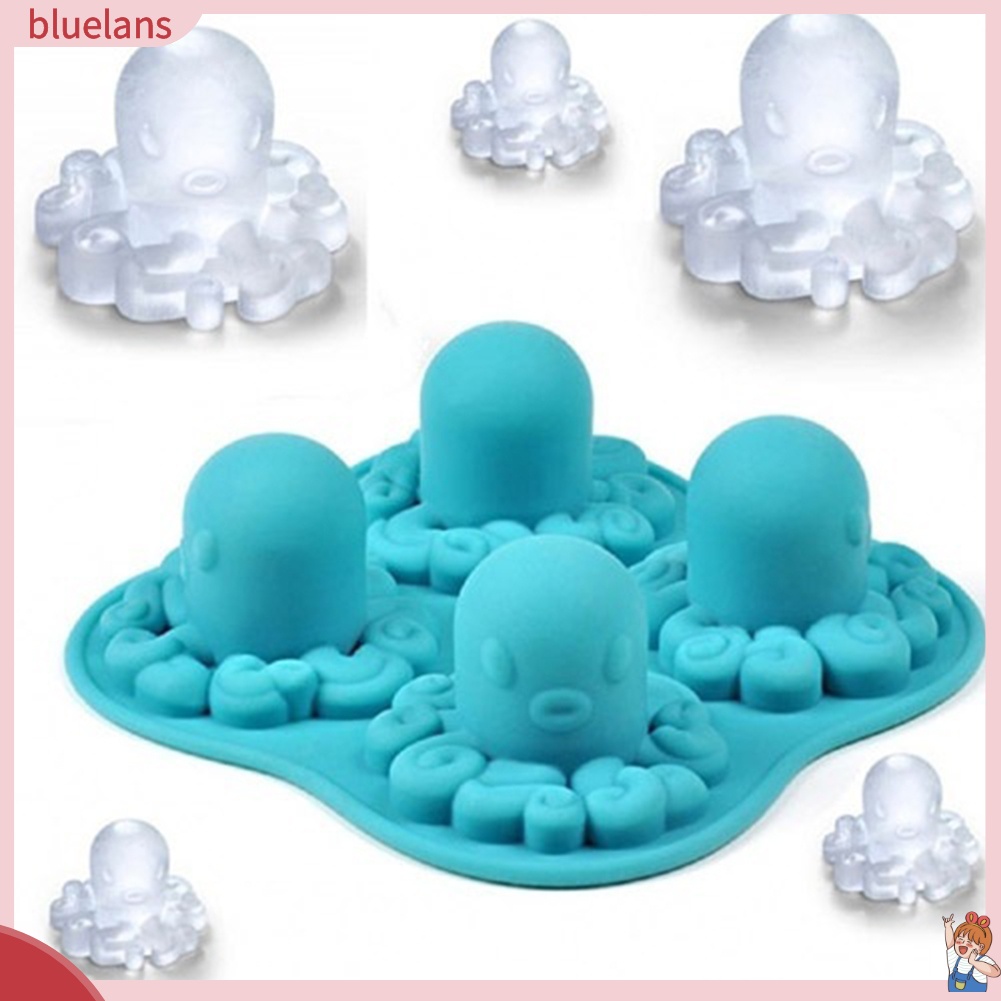 Khuôn silicone làm đá cục hình bạch tuộc 4 ngăn
