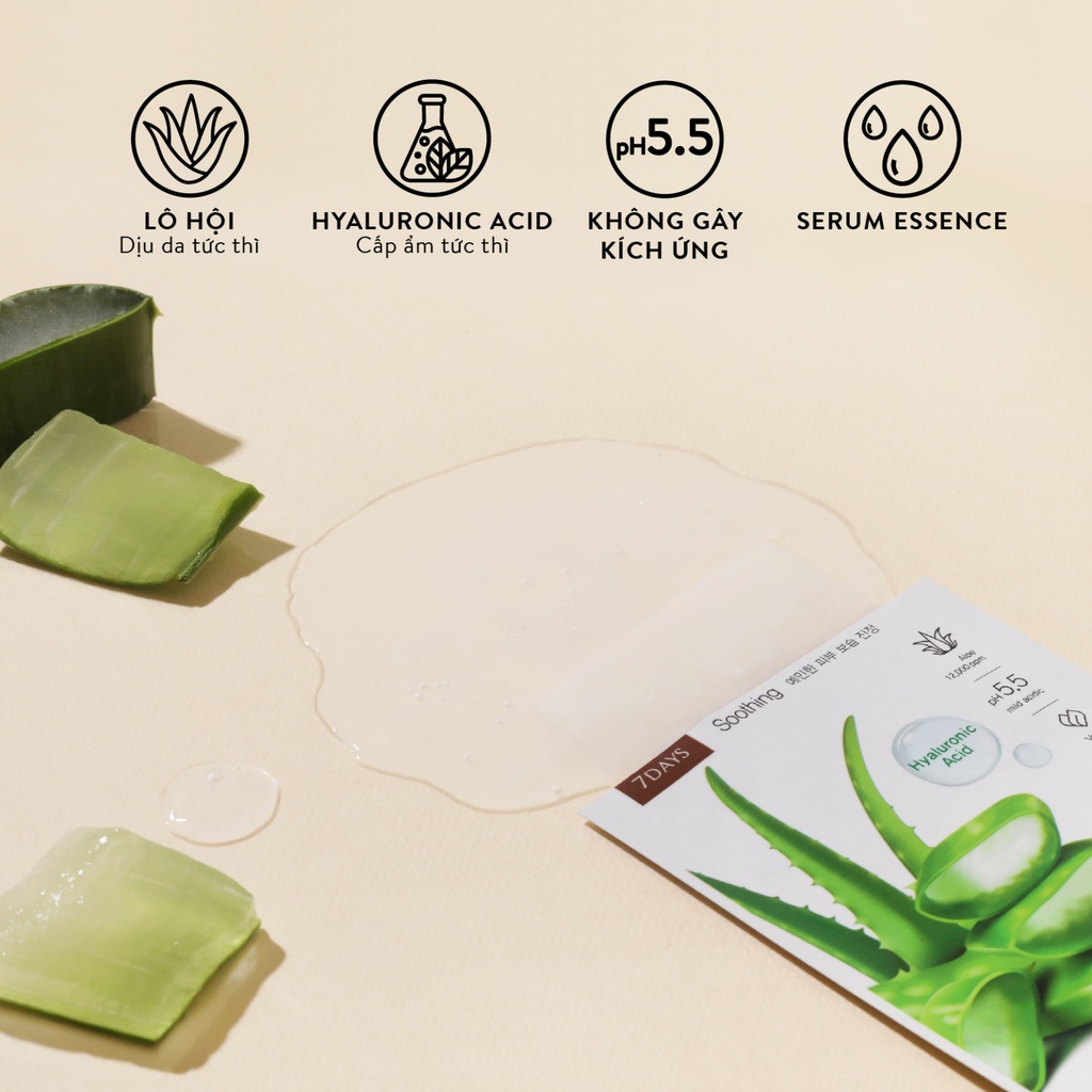Mặt Nạ Làm Dịu &amp; Cấp Ẩm Chiết Xuất Lô Hội Ariul 7 Days Mask Aloe H 20 ml