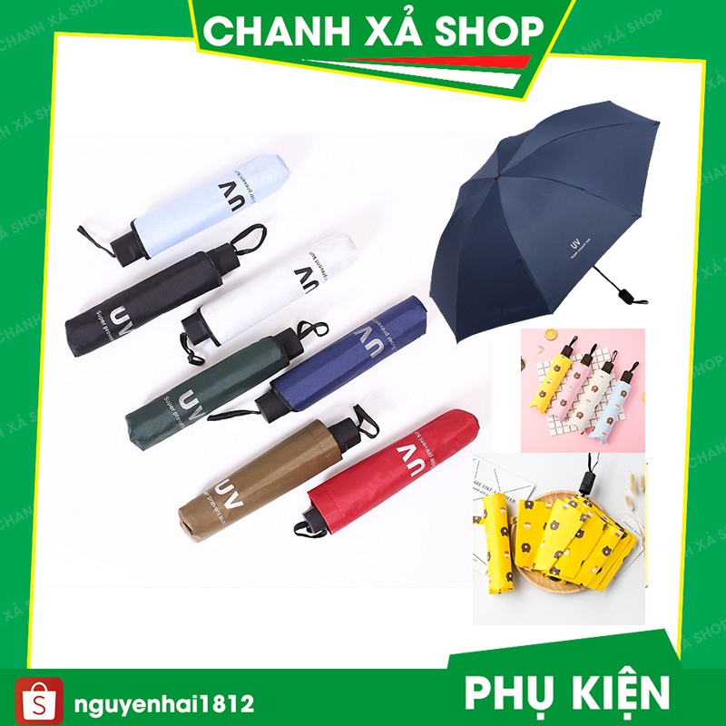Ô dù gấp gọn phủ lớp chống tia UV, dù che nắng, che mưa ngoài trời cầm tay cao cấp