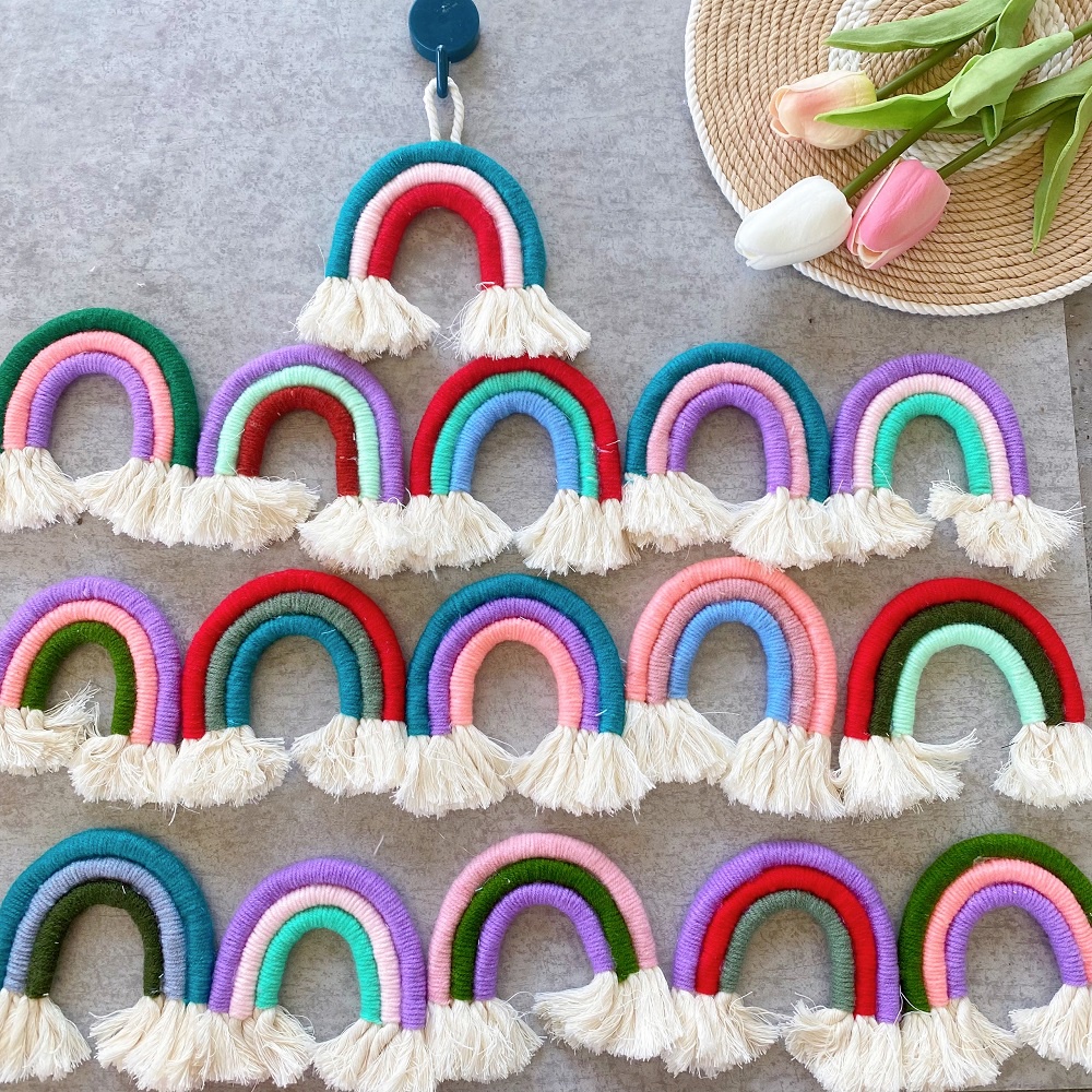 Cầu vồng 9cm Macrame treo tường, trang trí