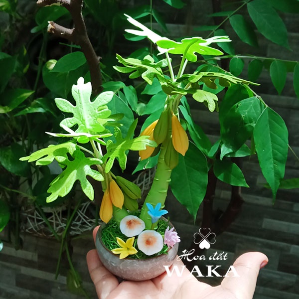 Hoa Đất Sét Mini - Cây Đu Đủ