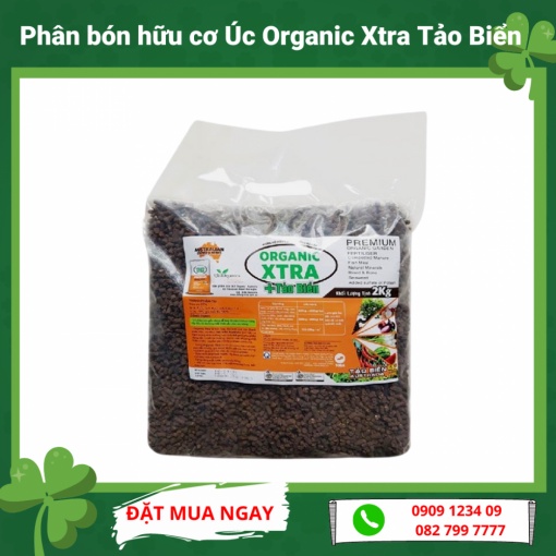 Phân hữu cơ tảo biển Úc Organic Xtra (gói 2kg) dạng viên nén giúp cây khỏe, tăng năng suất và chất lượng nông sản