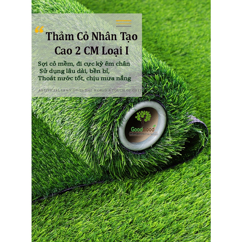 1m2 Thảm Cỏ Nhân Tạo Cao 2cm Lắp Ban Công Sân Vườn -Thảm cỏ dày dặn chắc chắn nặng 1.5kg/1m2