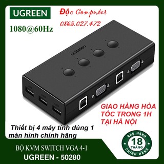 Bộ kvm switch 4 máy tính dùng chung 1 màn hình ugreen 50280 - hàng chính hãng