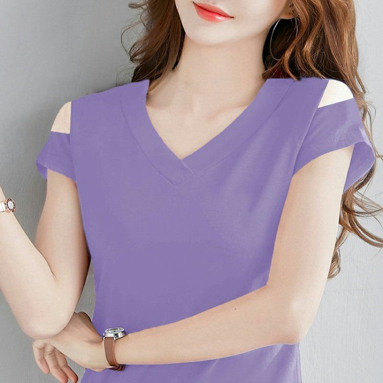 Áo Thun Tay Ngắn Cổ Chữ V Thời Trang Mùa Hè Cho Nữ