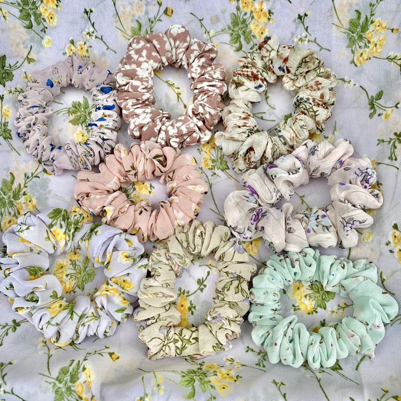 Dây Buộc Tóc Scrunchie Hoa Nhí Vải Voan Dây Cột Tóc Hoạ tiết Siêu Nhún Siêu To Style Hàn Quốc