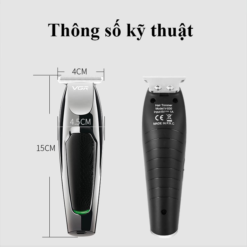 Tông Đơ Cắt Tóc Cho Bé VGR Tăng Đơ Chấn Viền Chuyên Nghiệp Kiêm Tông Đơ Cắt Lông Chó Không Dây Pin Trâu TẶNG 5 Đầu Cạo