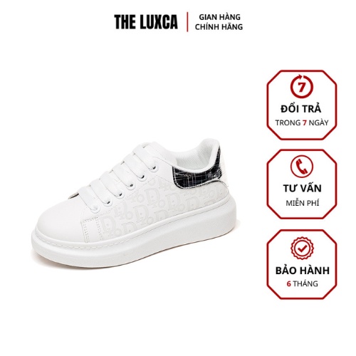 Giày Thể Thao Nữ Độn Đế Giày Tăng Chiều Cao Màu Trắng Đen, Giày Sneaker Nữ Đế Độn Chất Liệu Da PU - DB0019
