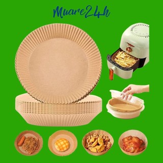 Giấy nến nồi chiên, giấy lót nồi chiên không dầu, giấy nến thấm dầu nướng hấp bánh, Set 50 tờ - Muare24h