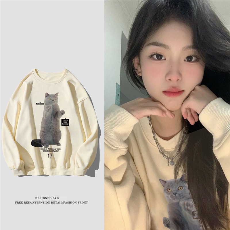 NRVP Áo Thun Nữ Dài Tay Dáng Rộng In Hình Phong Cách Hàn Quốc Mới