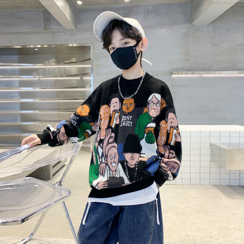 Áo Sweater Dệt Kim In Họa Tiết Hoạt Hình Dễ Phối Đồ Cho Bé