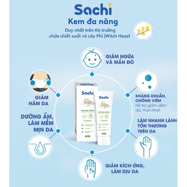 SACHI - KEM ĐA NĂNG CHIẾT XUẤT WITCH HAZEL CAO CẤP - GIẢM NGỨA, MẪN ĐỎ, GIẢM HĂM DA, MAU LÀNH DA