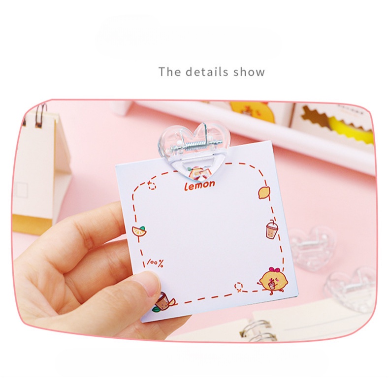 Kẹp Tài Liệu / Ảnh Mini Trong Suốt Họa Tiết Trái Tim Dễ Thương