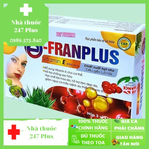 E - Franplus 4000 - bổ sung Vitamin E chiết xuất từ lô hội chống oxy hóa, chống lão hóa da, bổ sung vitamin e - 247Plus