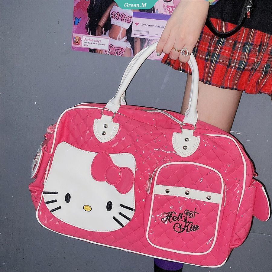 SANRIO Túi Xách Da Sức Chứa Lớn Họa Tiết Hoạt Hình Hello Kitty Dễ Thương Cho Nữ